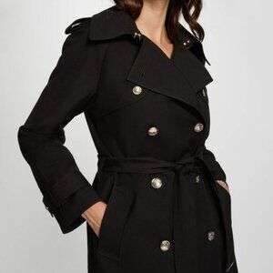 NWT Women's Double Breasted Lapel Belt Quilted Trench Coat Jacket